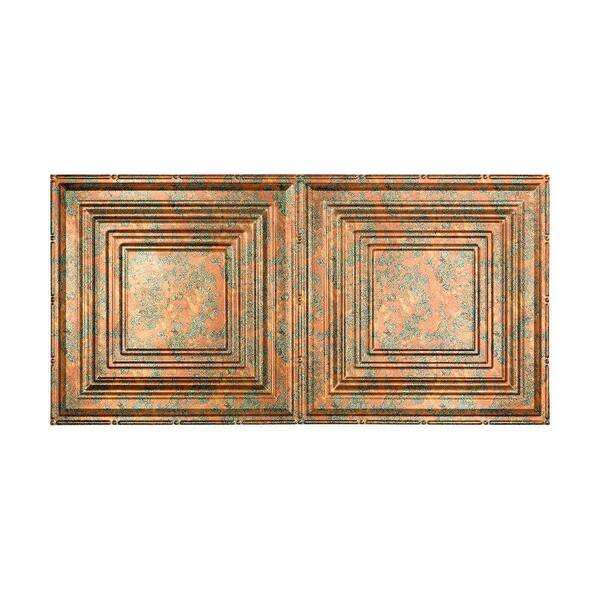 Fasade Traditional Style #3 2 ft. x 4 ft. Glue Up PVC Ceiling Tile in Copper Fantasy