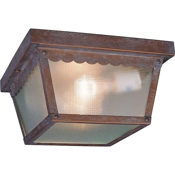 Volume Lighting 1-Light Outdoor Prairie Rock Flush Mount Ceiling Fixture