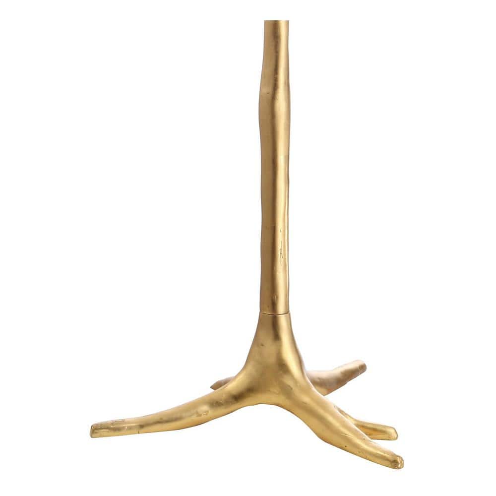 Arbor Gold Faux Bois Resin Arc Floor Lamp with White Shade