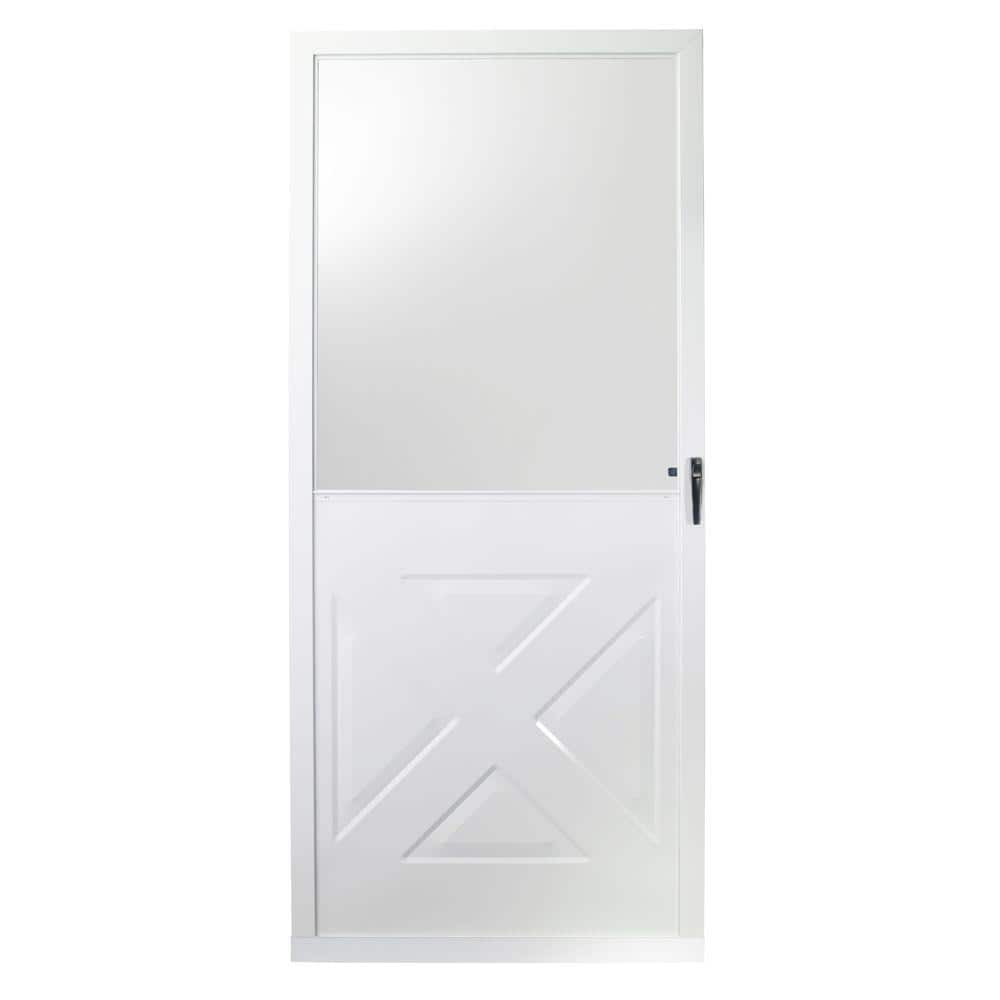 EMCO 32 in. x 80 in. 75 Series White Crossbuck Storm Door E75XB32WH