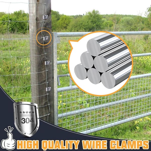 Fence Wire Clamps Stainless Steel Fencing Mounting Clips with 12-16 Gauge Welded Wire to Wood in Silver (220 Pieces)