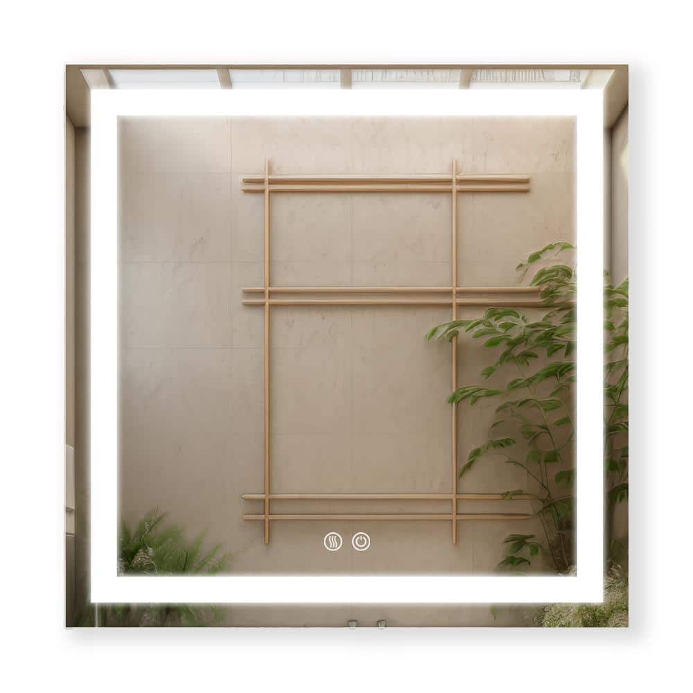 N36TWO 36 in. W x 36 in. H Rectangular Frameless Led Mirror-Dimmable Wall B