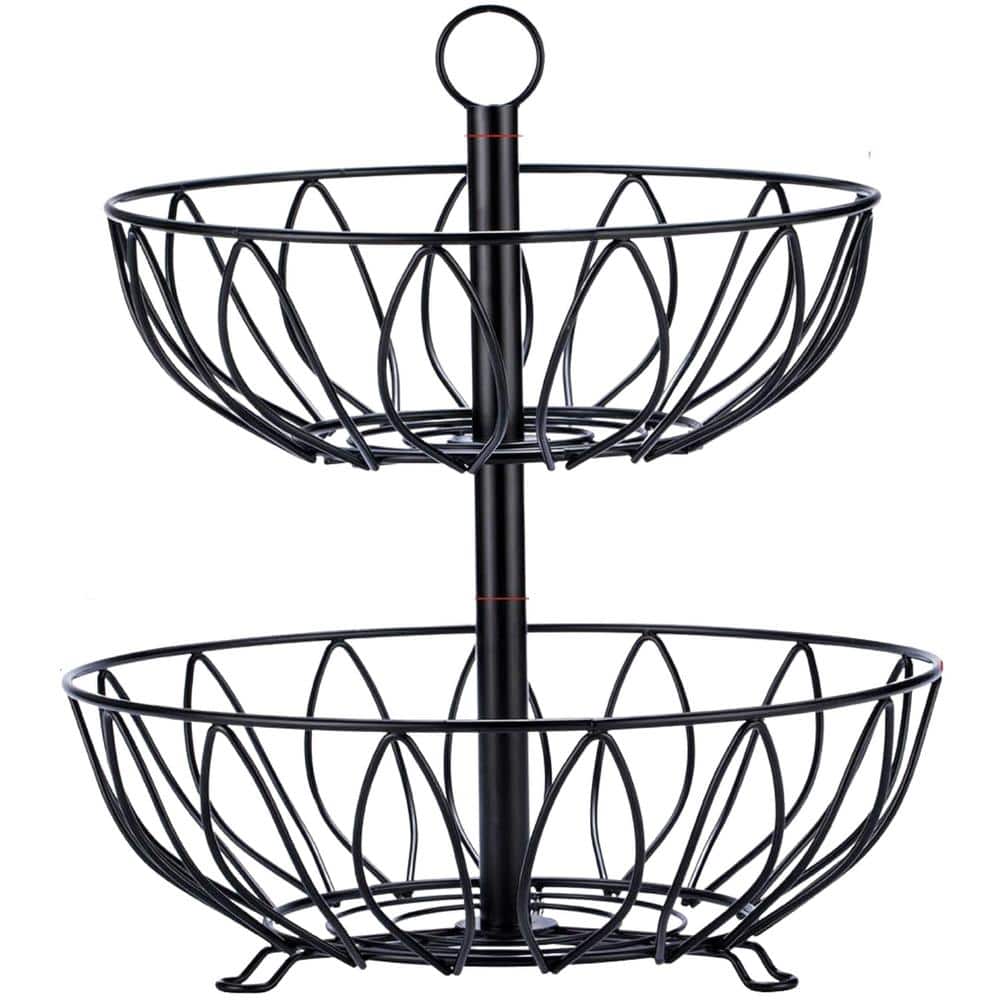★ Akari ★ WALLABY BASKET STAND Black Sunnydaze Black Steel Hanging Basket Plant Stand with