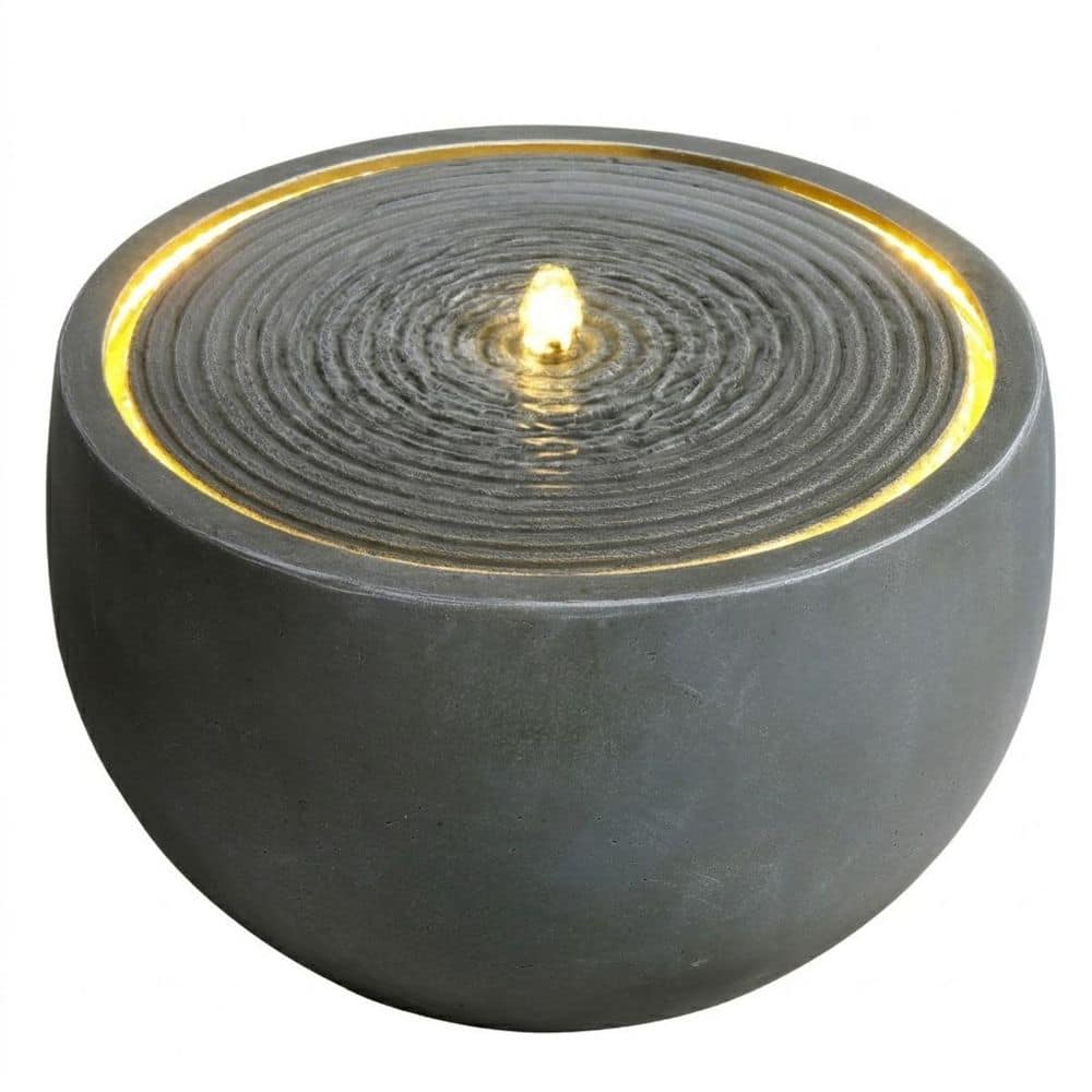 Peyton Modern 12.2 in. Blue Gray Resin Urn Fountain with LED Light and Bowl Ripple Design price history on PriceWatchPro