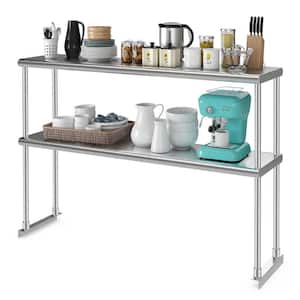 48 x 12 in. Silver Stainless Steel Kitchen Commercial Prep,Work Table Overshelf with Adjustable Lower Shelf