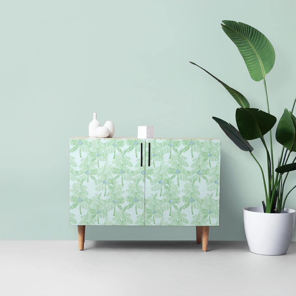 Baby Blue and Seafoam Tropical Peel and Stick Wallpaper