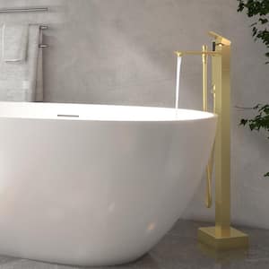 Single-Handle Claw Foot Freestanding Tub Faucet with Hand Shower in Brushed Gold