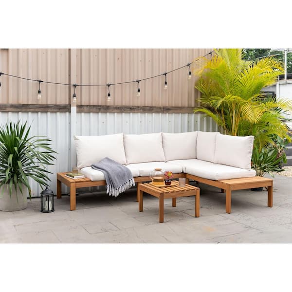 metro heerser Je zal beter worden Amazonia Molokai 3-Piece Wood Patio Conversation Set with White Cushions  THDGRIF 3P WH - The Home Depot