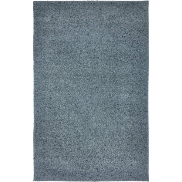 Unique Loom Studio Solid Shag Slate Blue 5' 0 x 8' 0 Area Rug