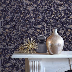 Clarissa Hulse Wild Chervil Blackberry and Gold Removable Wallpaper