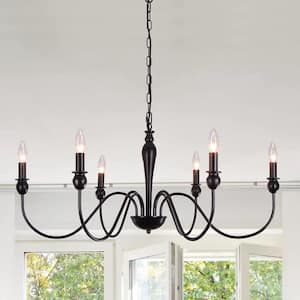 Damielle 6-Light Black Classic Traditional Chandelier Ceiling Fixture Farmhouse for Kitchen Island with no bulb included