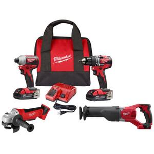 M18 18V Lithium-Ion Brushless Cordless Compact Drill/Impact Combo Kit (2-Tool) with Reciprocating Saw & Grinder