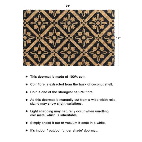 Black Mandala 18 in. x 30 in. Doormat