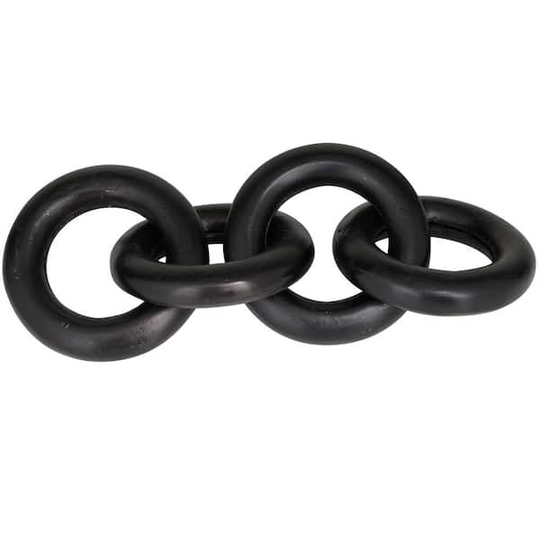 Litton Lane 6 in. x 3 in. Black Aluminum Chain Sculpture
