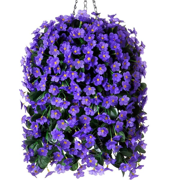 7.5 in. Purple Faux Silk Hang Orchid Vine Artificial Flowers