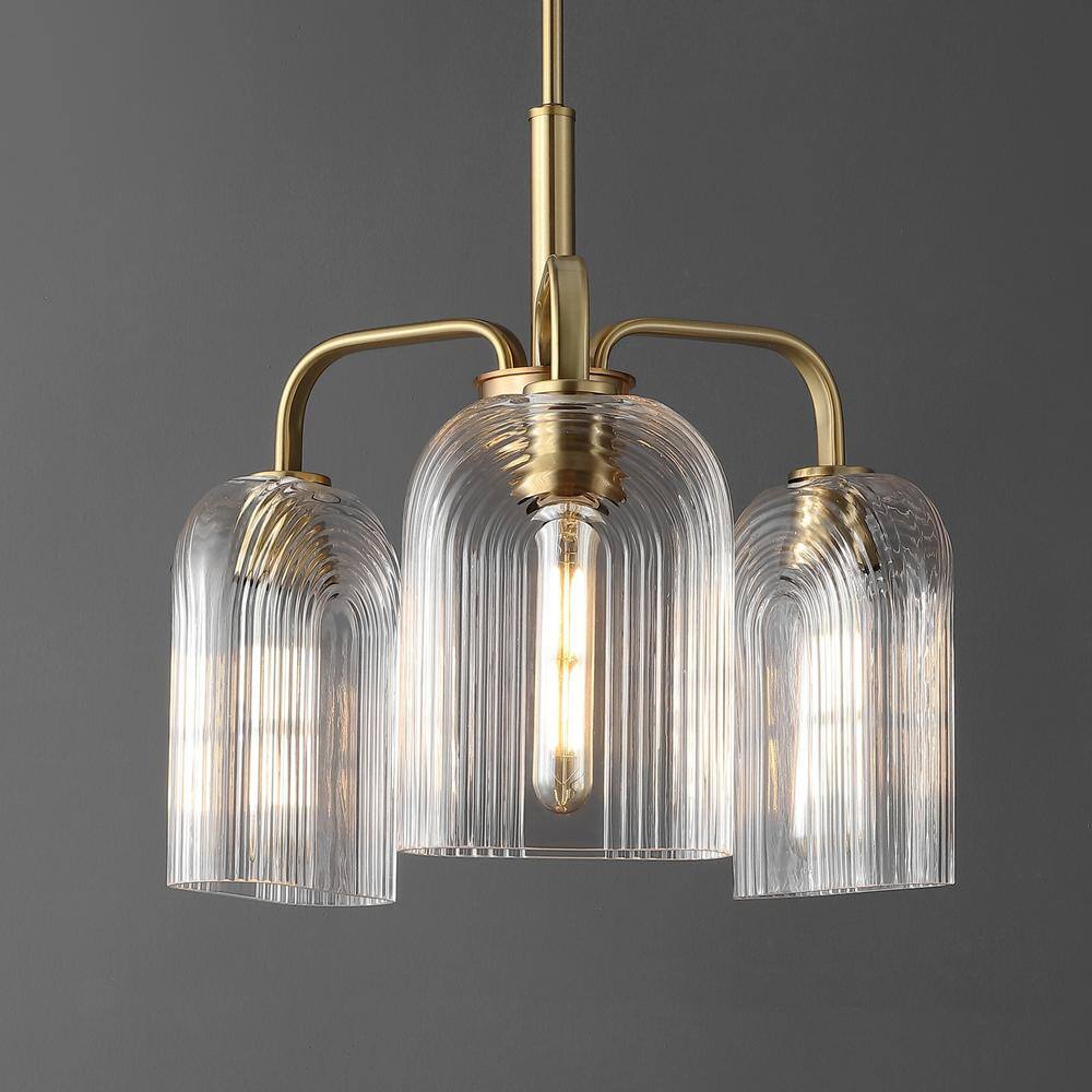 Romeyn 21" Gold Glass 3-Light LED Pendant