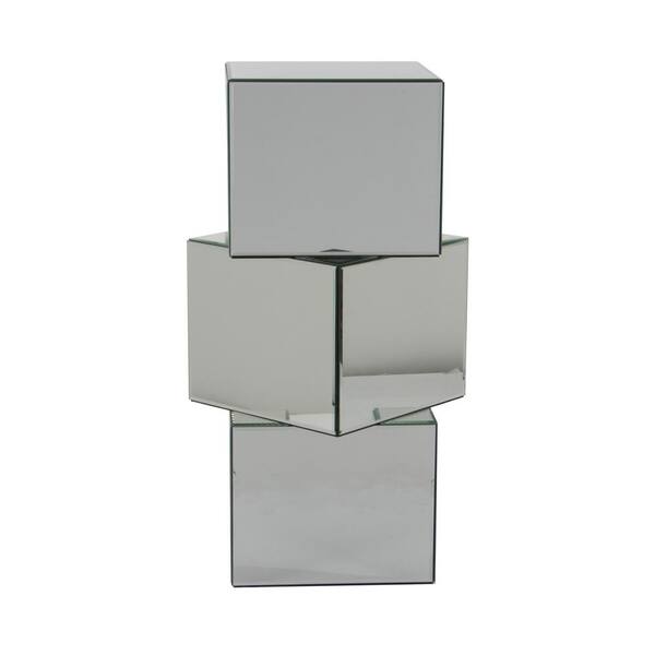 Litton Lane 30 in. Silver Glass Glam Pedestal Table 79276 Litton Lane 30 in. Silver Glass Glam Pedestal Table 79276