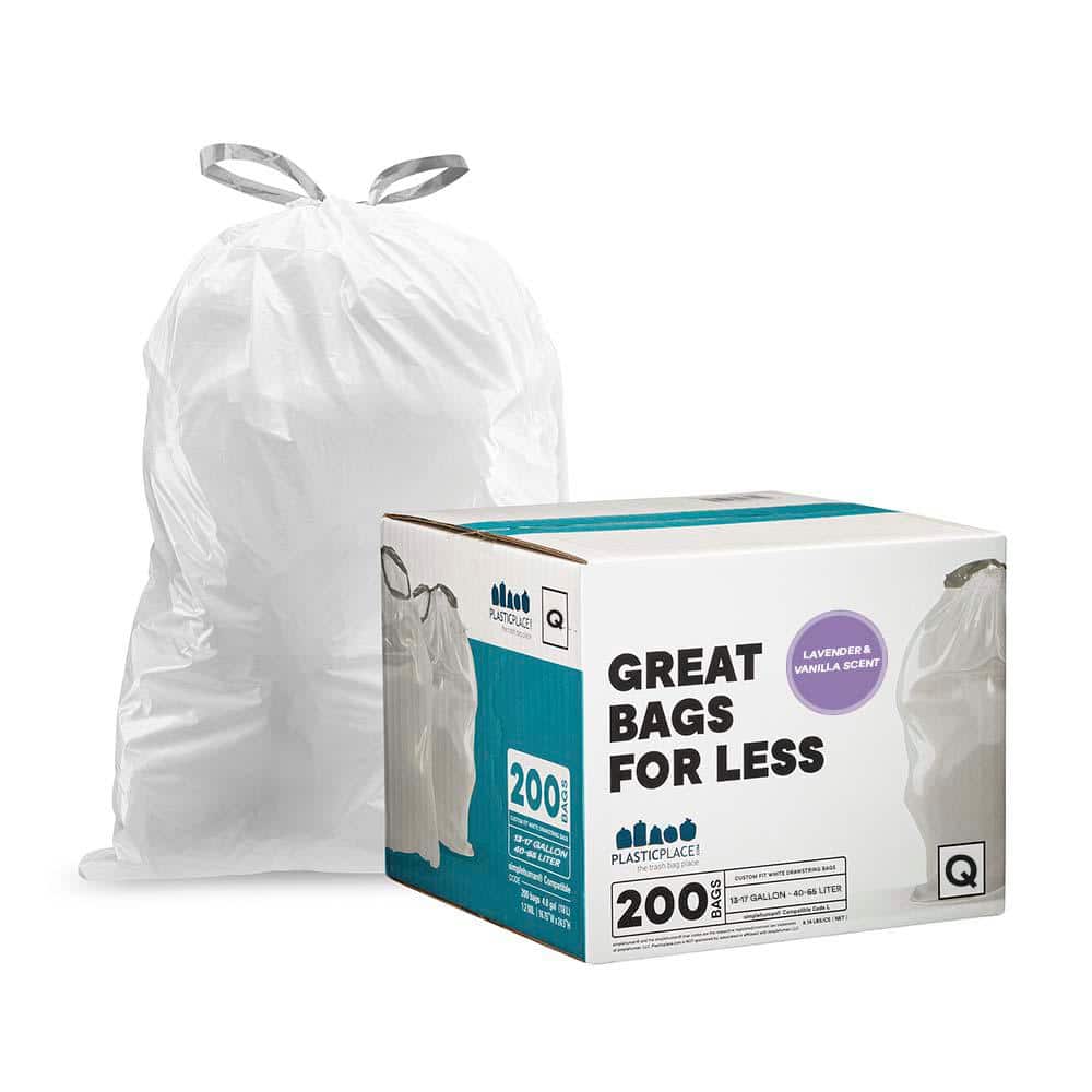 Plasticplace 24 in. x 31 in. 13 Gal. White Drawstring Trash Bags, Lavender  and Soft Vanilla Scented Garbage Can Liners (50-Count) W13DSWHJRLV - The  Home Depot