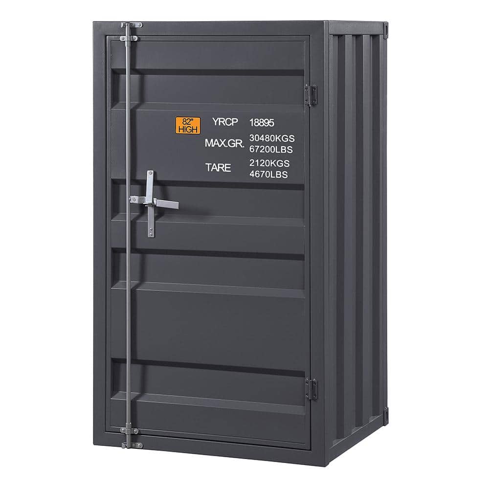 Gunmetal Industrial Metal Chest with Single Door and Shelves