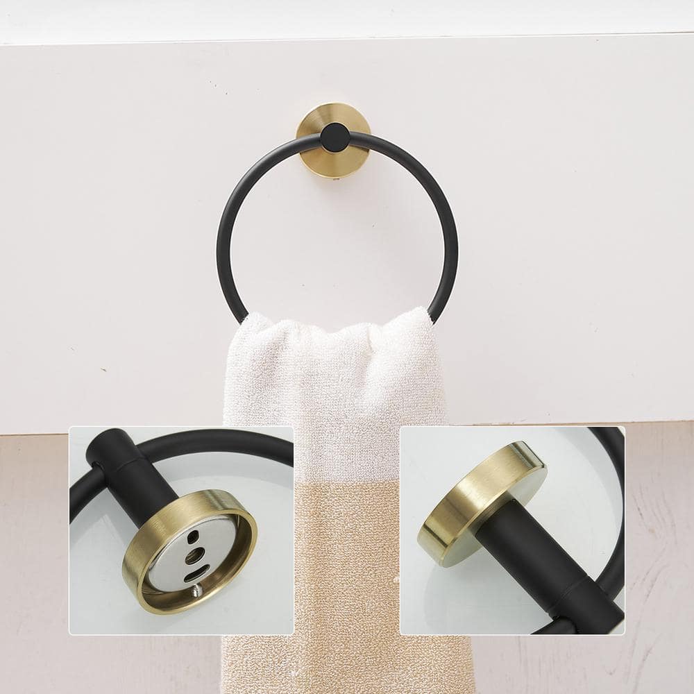 Black and Gold 5-Piece Metal Bathroom Hardware Set