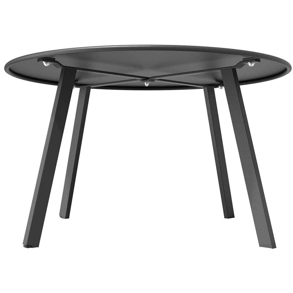 Black Round Steel Outdoor Coffee Table, Weather Resistant