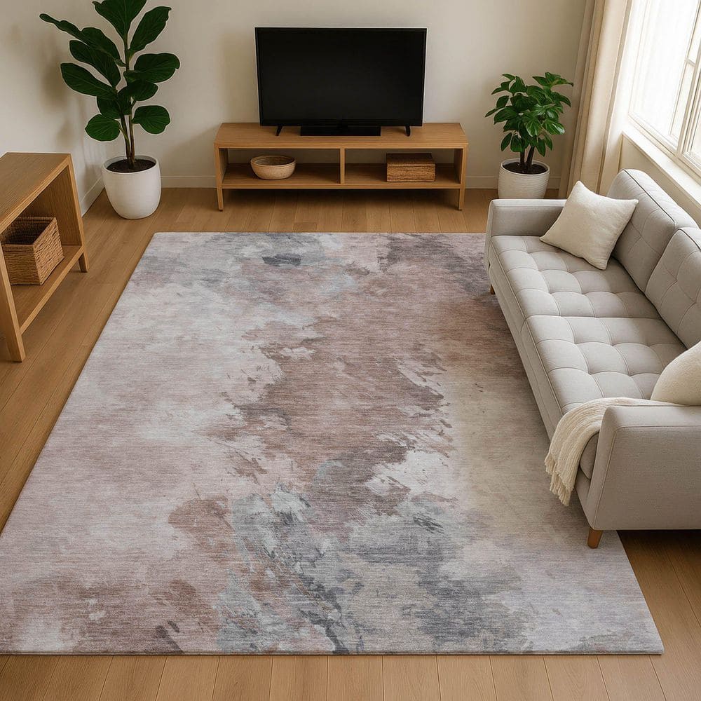 Mayfield Premium Machine Washable Abstract AMF1675 Mocha 8 ft. x 10 ft. Area Rug price history on PriceWatchPro