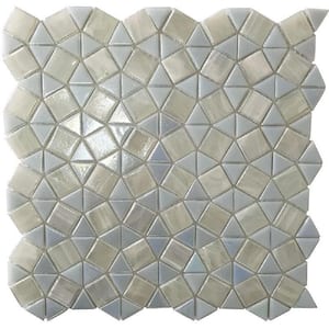Gray 10.8 in. x 10.8 in. Polished Kaleidoscope Glass Mosaic Floor and Wall Tile (8.10 sq. ft./Case)