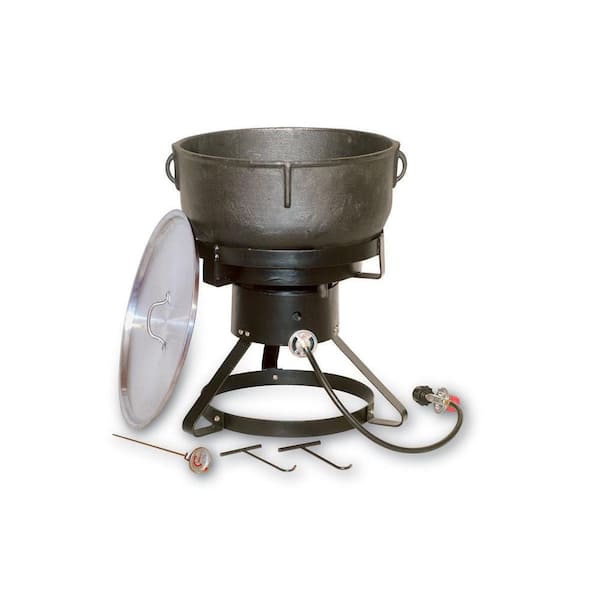 King Kooker 60,000 BTU Portable Propane Gas Outdoor Cooker with 10 gal. Cast Iron Jambalaya Pot