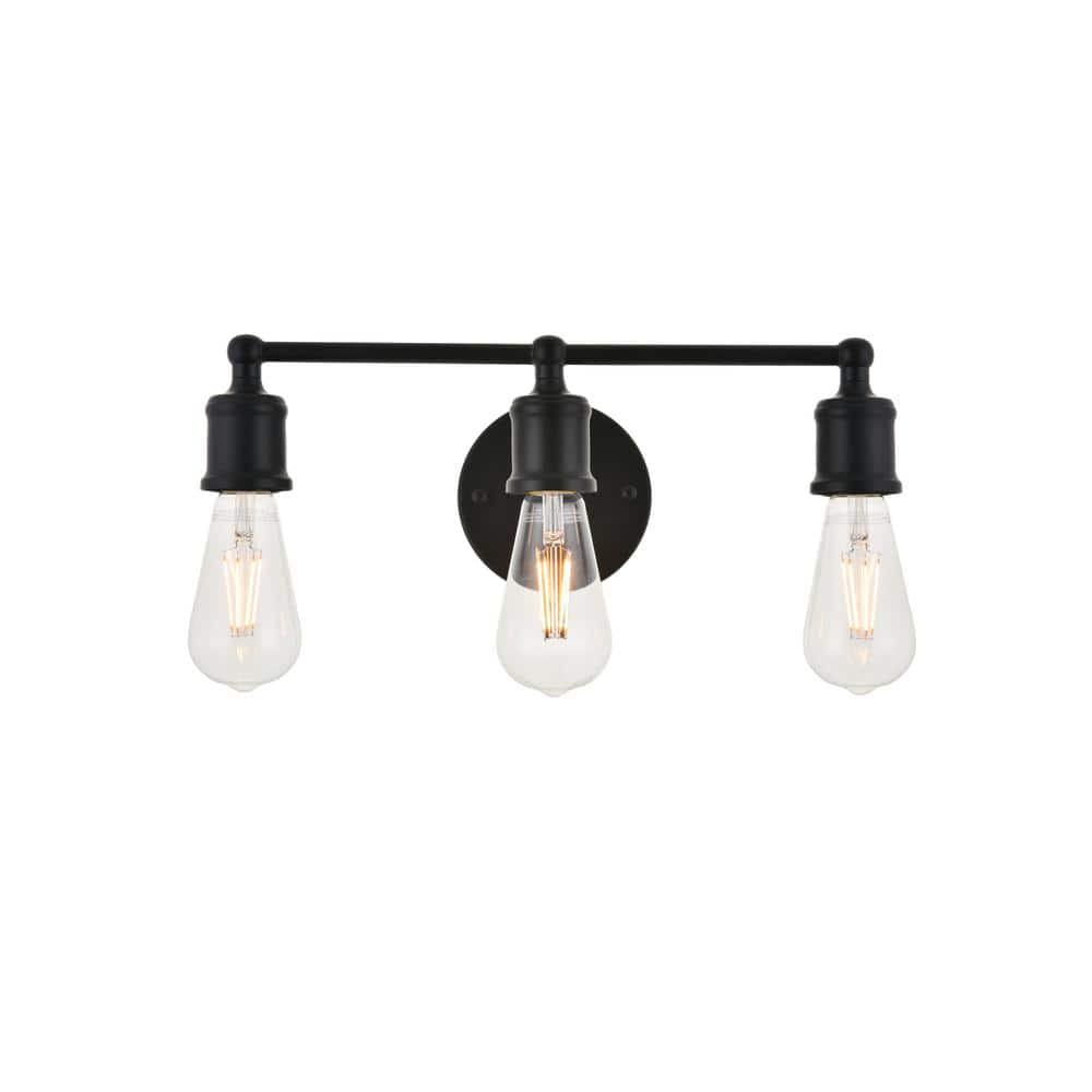 Timeless Home Sofia 15.4 in. W x 5.6 in. H 3-Light Black Wall Sconce