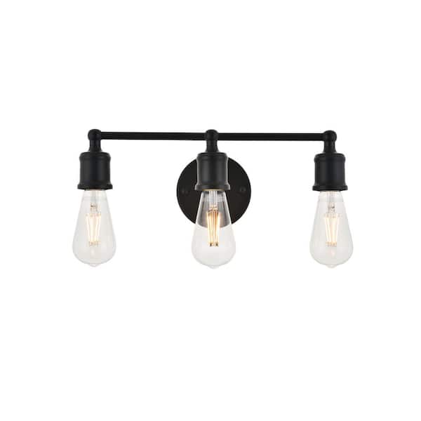 Unbranded Timeless Home Sofia 15.4 in. W x 5.6 in. H 3-Light Black Wall Sconce