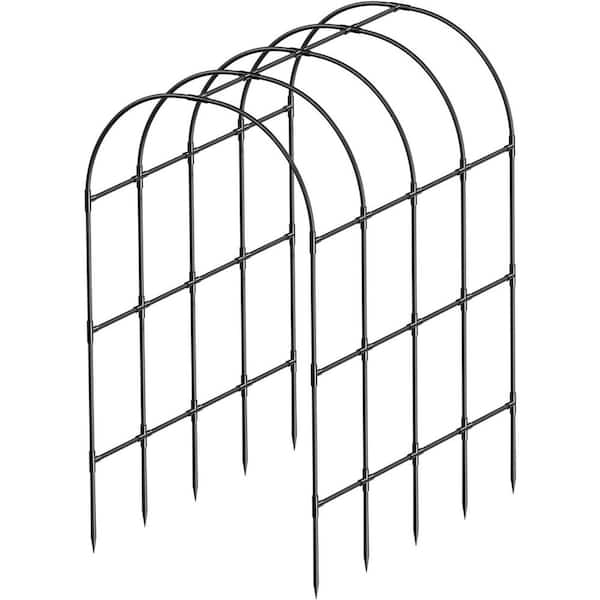 91 in. Metal Garden Arch Trellis for Climbing Plants Outdoor Yard Climbing Plants w/ Decorative Wire Lattice Black