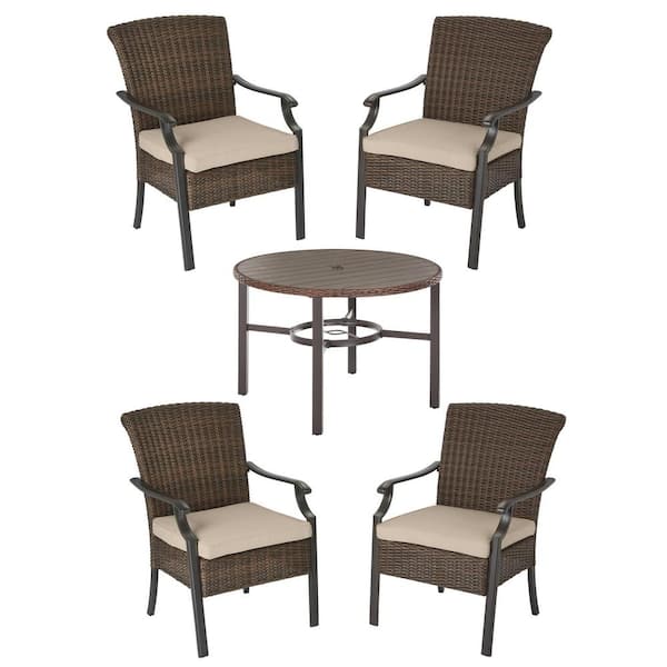 Hampton Bay Harper Creek 5 Piece Brown Steel Outdoor Patio Dining