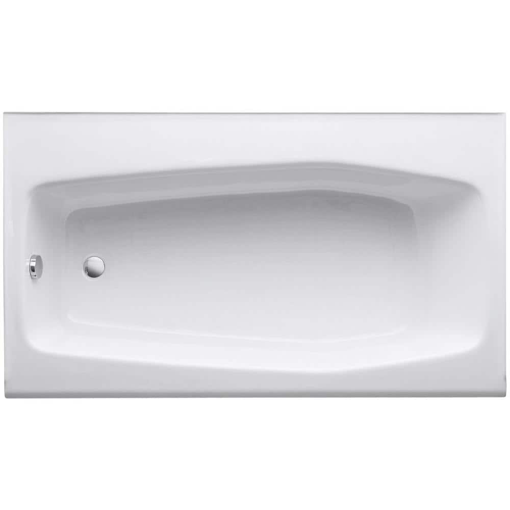 White Cast Iron Alcove Bathtub with Jets and Left-Hand Drain