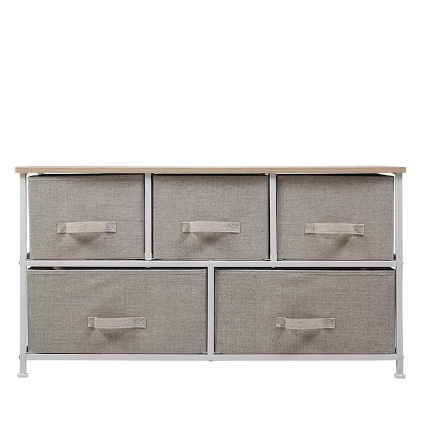 Tidoin 39.37 in. W x 21.65 in. H Gray 5-Drawer Storage with Gray Drawers