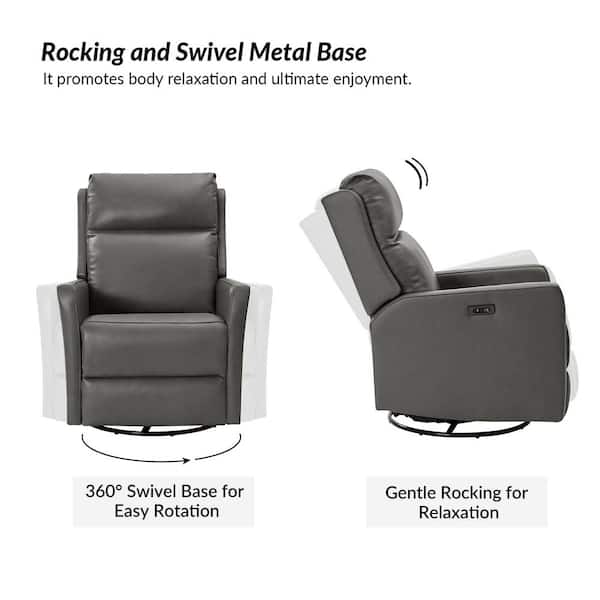 JAYDEN CREATION Nina Grey 29.5 in. W Genuine Leather Swivel