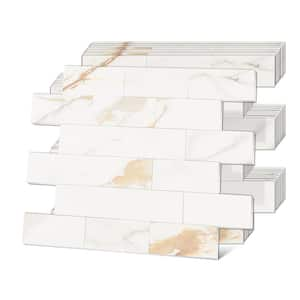 11.6 in. x 11.3 in. Peel and Stick Wall Tile for Backsplash PVC Wall Tile Self Adhesive Tile, White Marble (10-Pack)