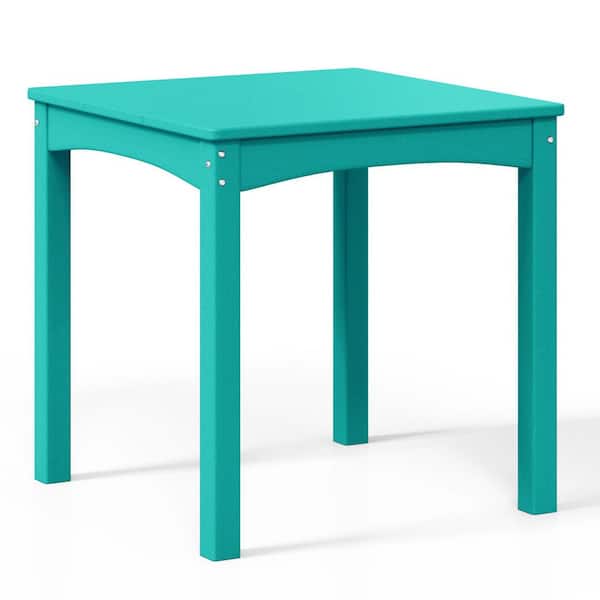 Garden Party Children's 5-Piece Square Outdoor Patio All Weather HDPE Plastic Top Turquoise Dining Table Set