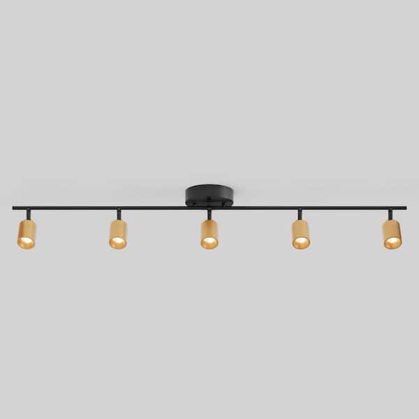 Vidalite Shura 5-Light Black and Brass Integrated LED Track Light w/ Rotatable Heads, 4 ft. Track Lighting Kit, 3000k, 2450 Lumen