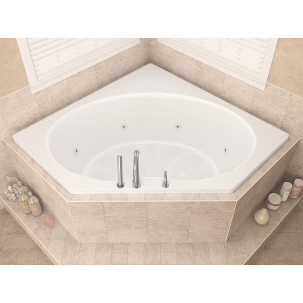 Universal Tubs Pearl 5.6 ft. Acrylic Center Drain Flatbottom Whirlpool and Air Bath Tub in White HD3467RD