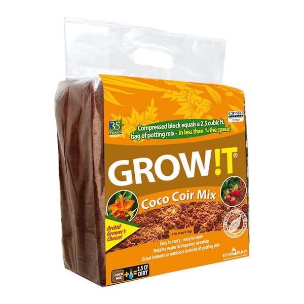 GROW!T Coco Coir Mix Block for Hydroponics, Indoor, and Outdoor Plants