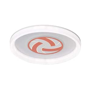 19 in. 95-Watt Modern Volleyball Pattern Integrated LED Flush Mount with White Acrylic Shade