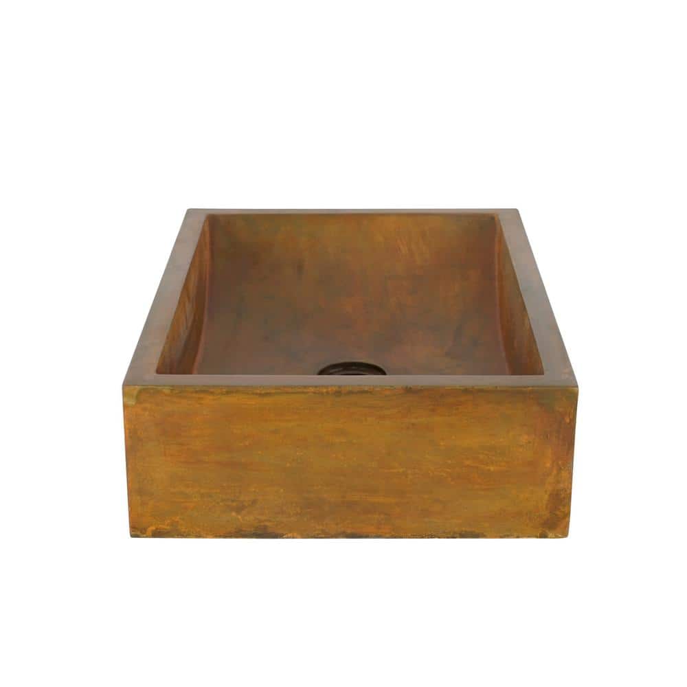 Vintage Brown Rectangular Stone Vessel Sink