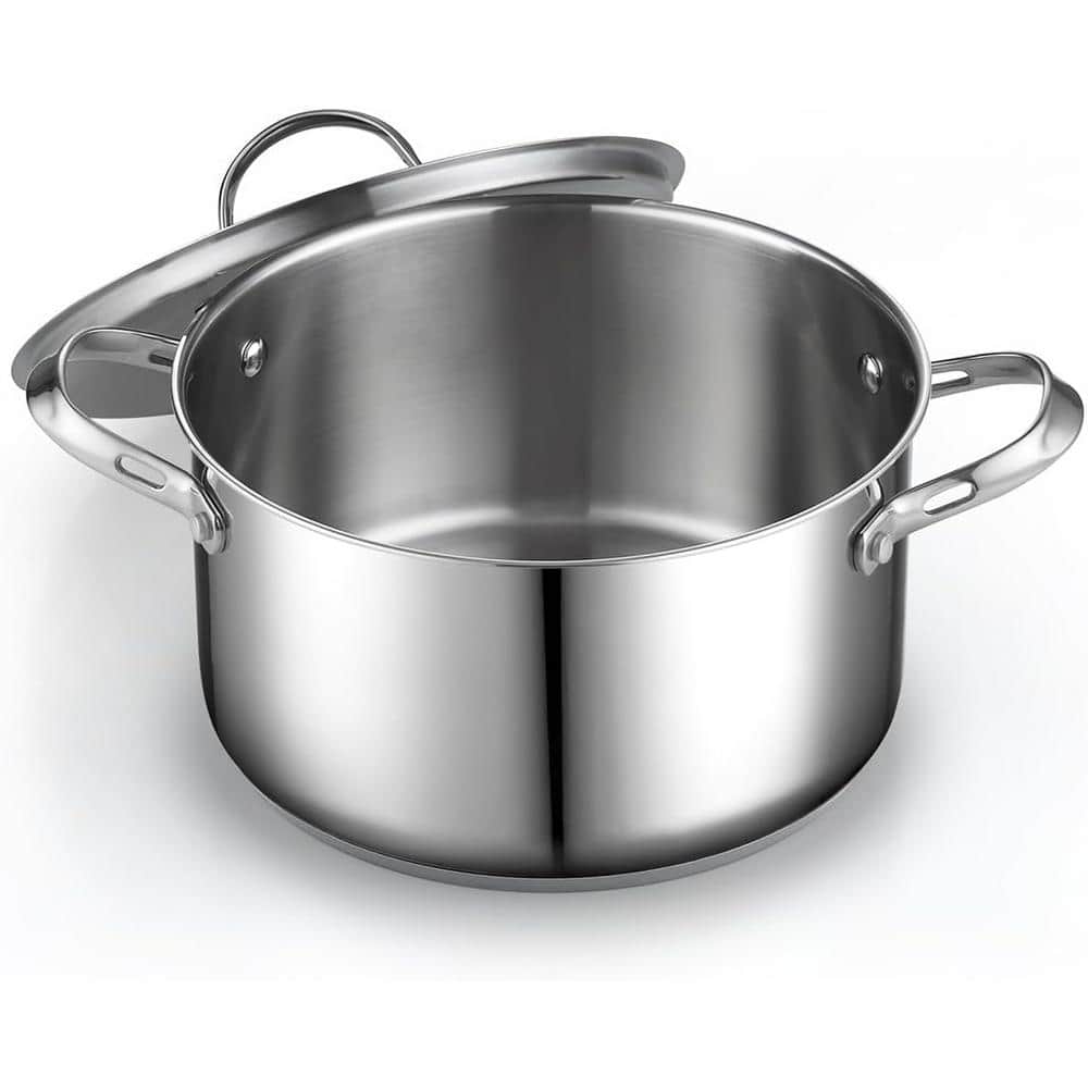 6-Quart Silver Stainless Steel Dutch Oven with Lid