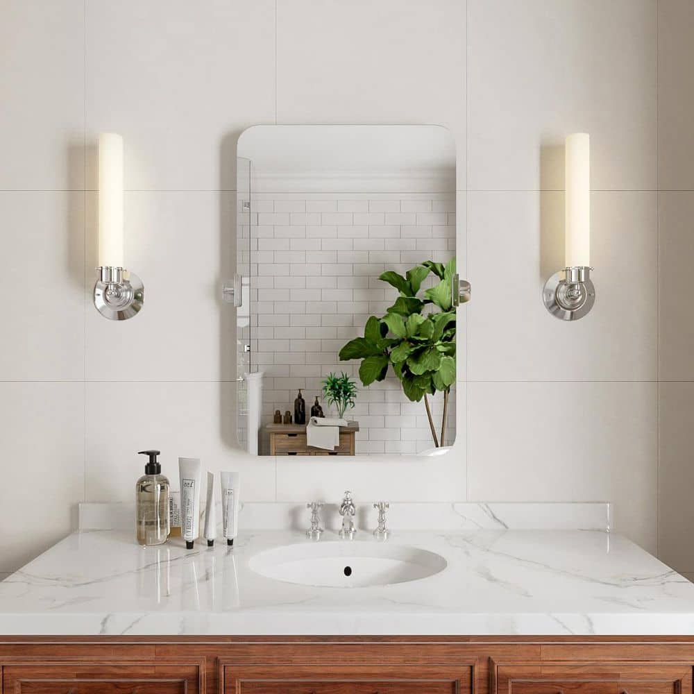 Virelia 20 in. W x 30 in. H Rectangular Framed Tilt Vanity Mirror in Polished Chrome for Bathroom Wall Mount price history on PriceWatchPro