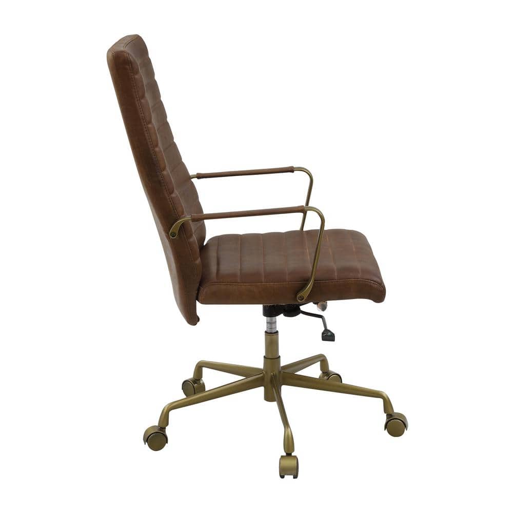 Saturn Leather Swivel Executive Chair with Gold Frame