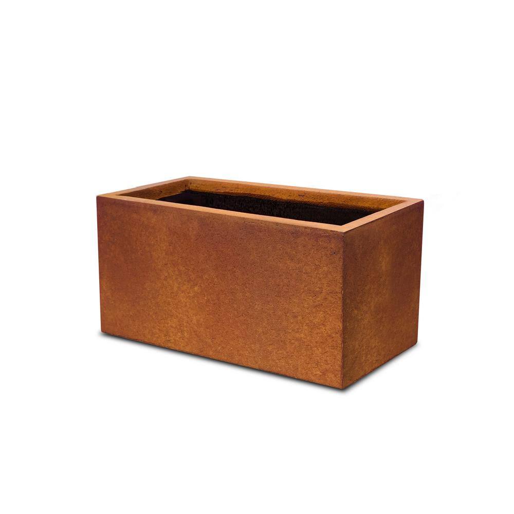 31.7 in. L Rectangular Iron Oxide Lightweight Concrete Modern Planter ...