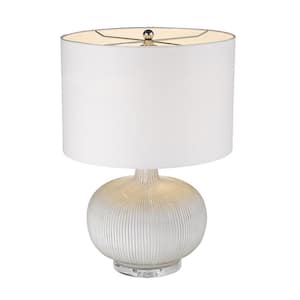 22 in. White Standard Light Bulb Bedside Table Lamp