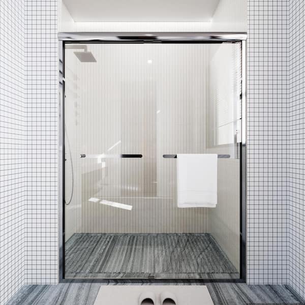 TOOLKISS 46 in. - 48 in. W x 72 in. H Sliding Framed Shower Door in Chrome with Clear Glass