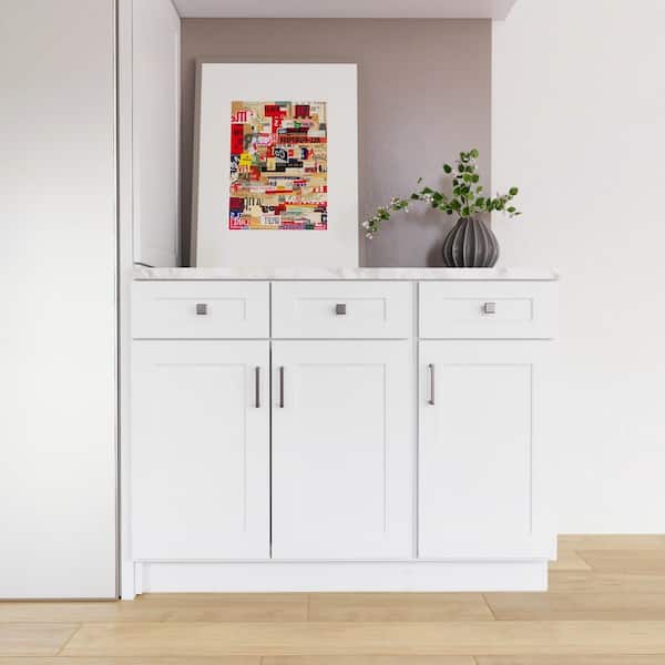 Easy-DIY 15 in. W x 24 in. D x 34.5 in. H Ready to Assemble Drawer Base Kitchen Cabinet in Shaker White with 1-Door
