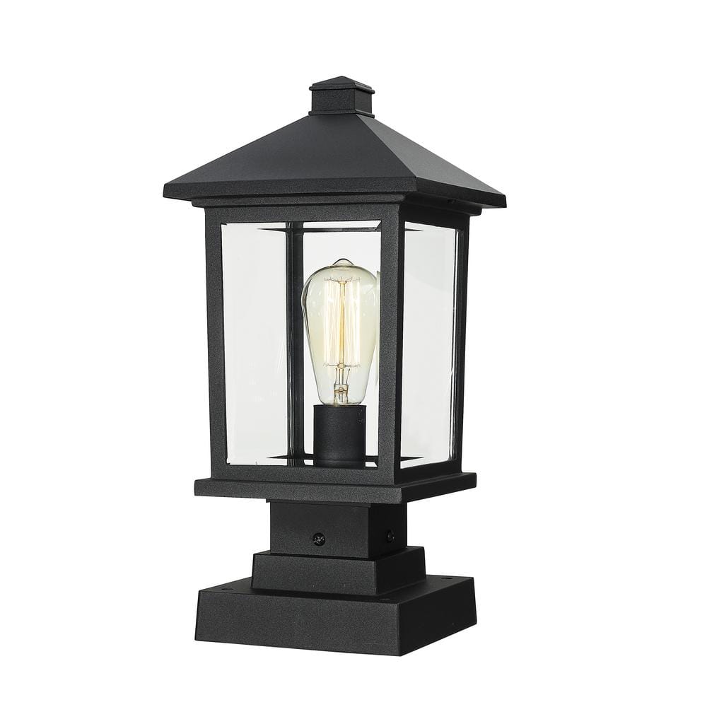 Portland 17 in. 1-Light Black Aluminum Hardwired Outdoor Weather Resistant 